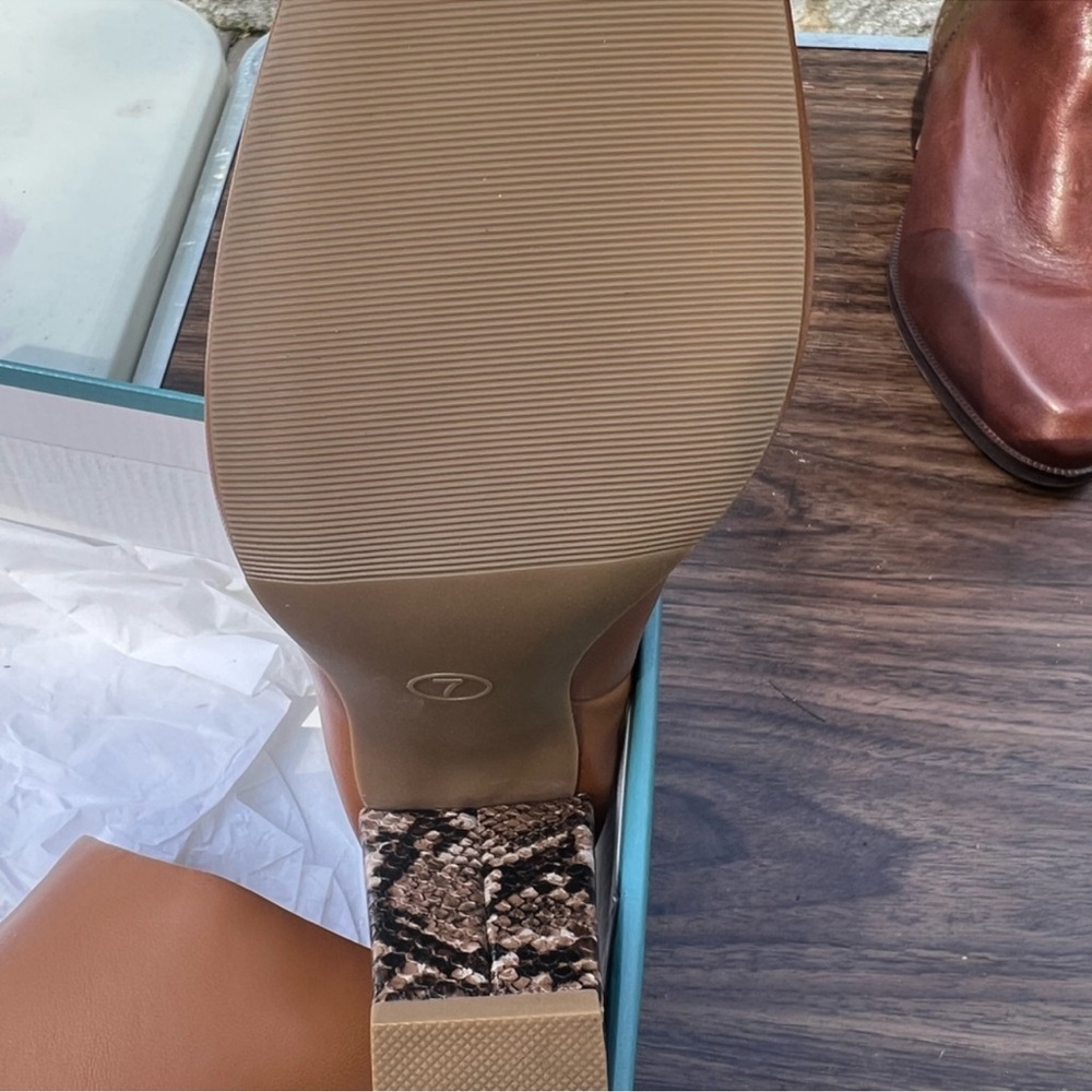 a new day Tan and Snakeskin Block Heel Mules - Picture 8 of 8